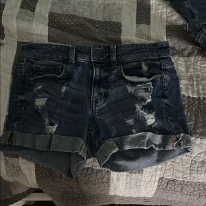 Aeropostale Blue Jean Shorts Distressed Cuffed Hem